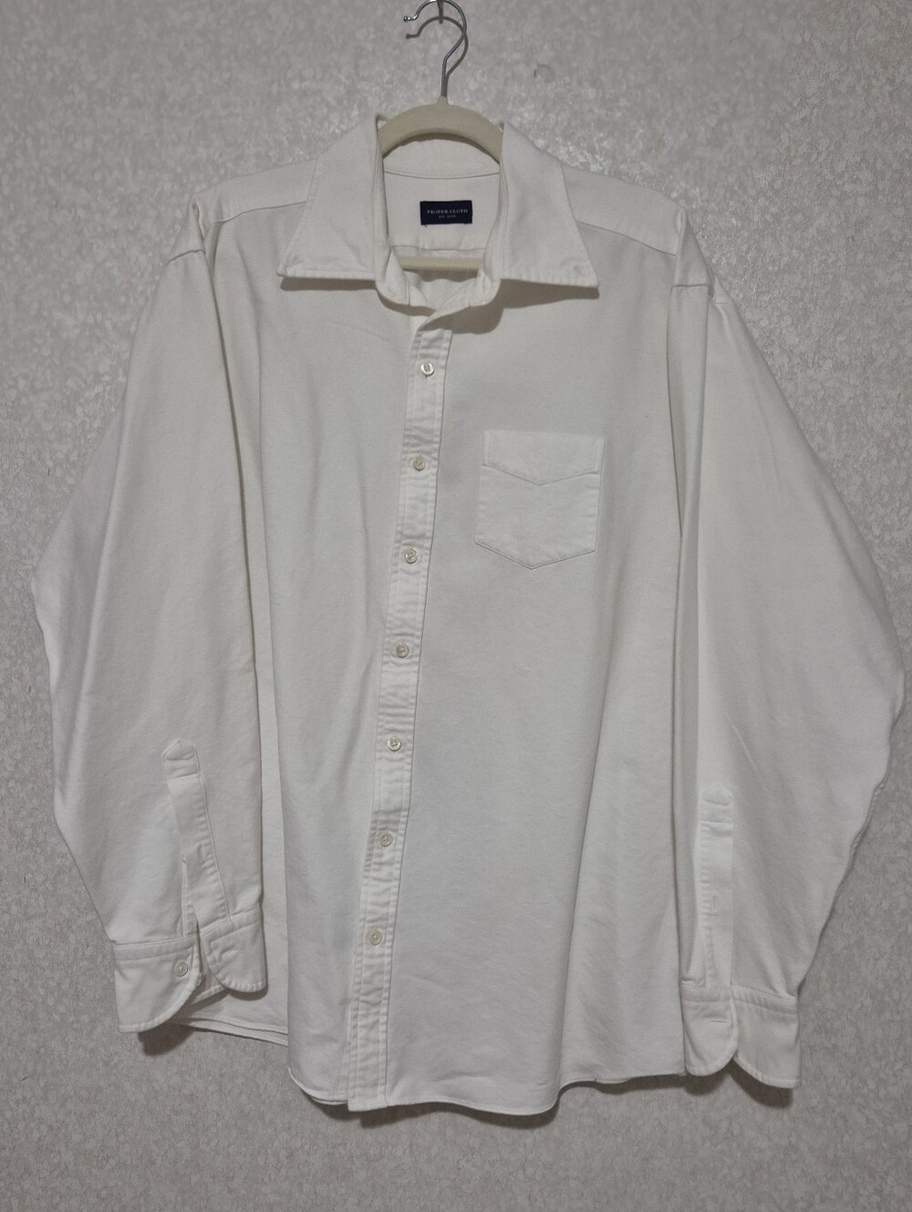 PROPER CLOTH CREAM Men's White Button-Up Shirt..Size:3XL